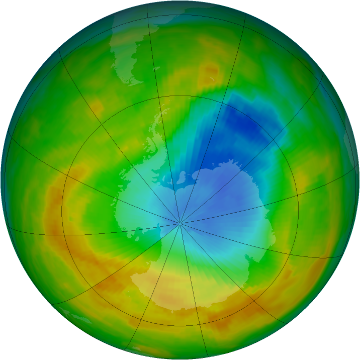 Antarctic ozone map for 11 November 1984
